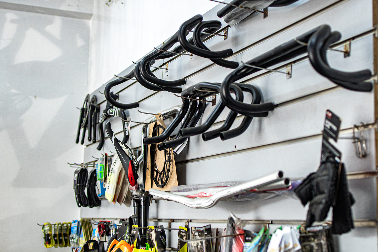 Bicycle Parts in a Bike Shop